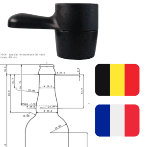 Clamp-lock for Belgian style 75cl crown cap bottles